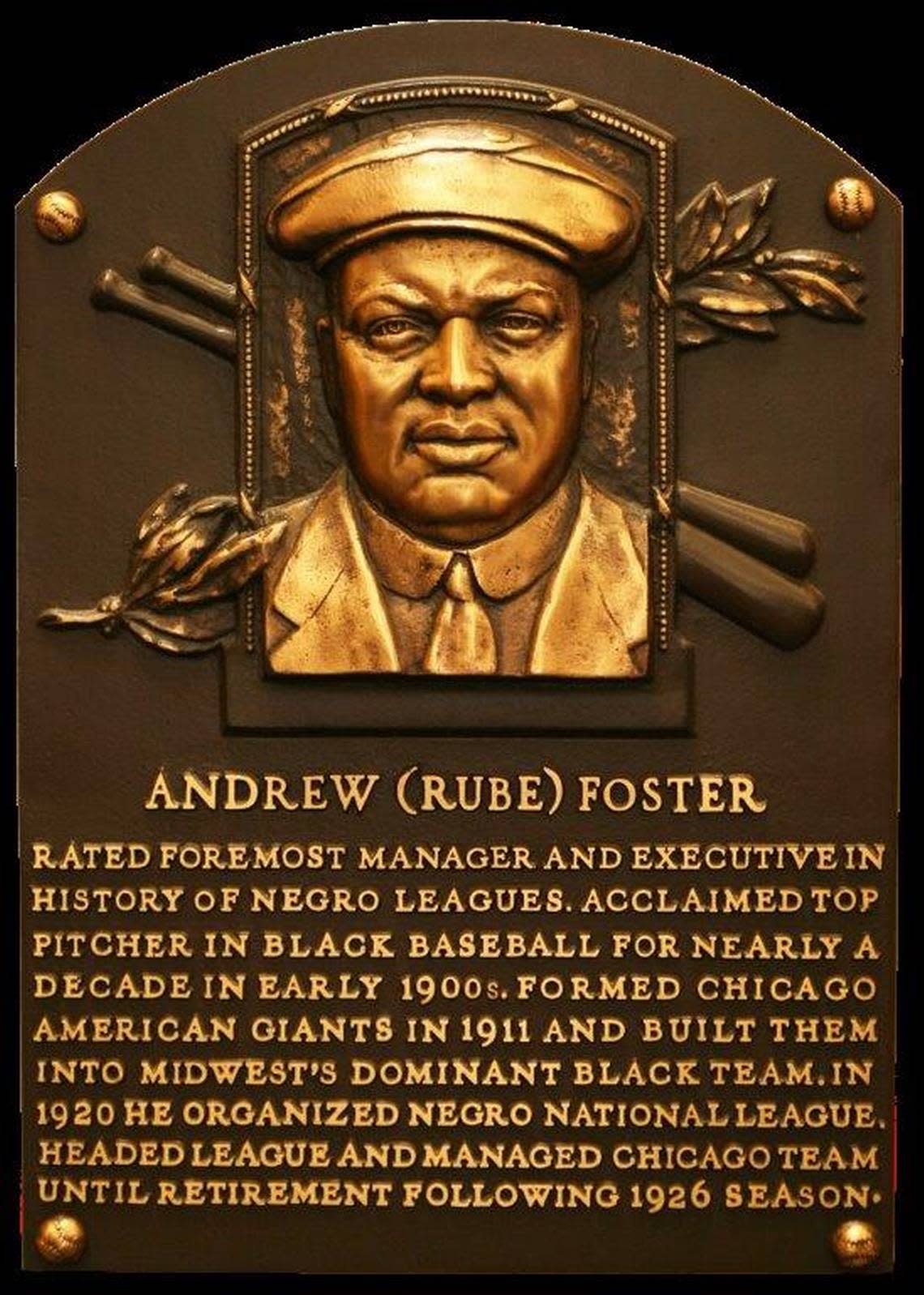 Rube Foster’s Major League Baseball plaque, Cooperstown. Courtesy/Richard Selcer