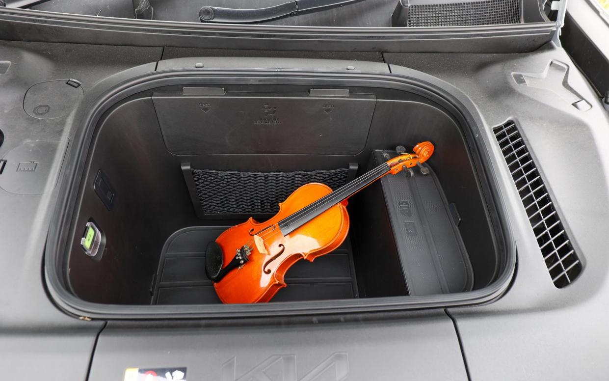 Violin in the Kia Ev9's front boot