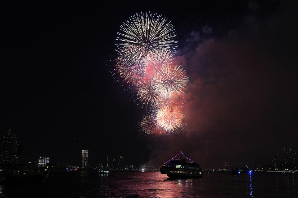 <p>Fireworks explode over the East River during the Macy’s Fourth of July fireworks celebration on Tuesday, July 4, 2017 in New York City. (Gordon Donovan/Yahoo News) </p>