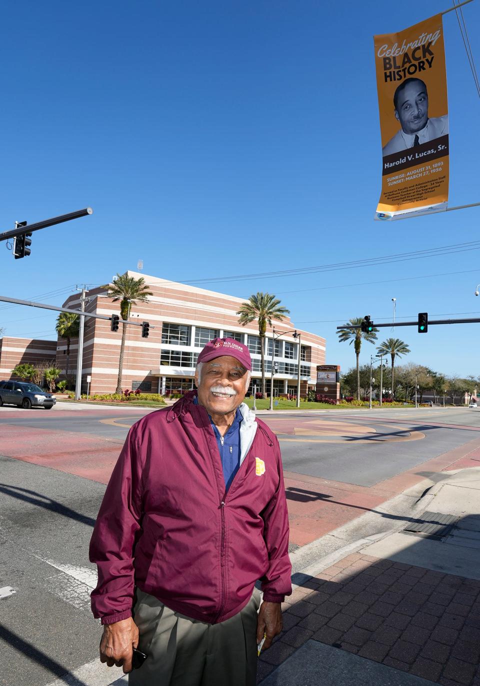 For four years now, Daytona Beach has honored local Black leaders who made an impact on the community with banners displayed along International Speedway Boulevard throughout February, Black History Month. Harold Lucas, Jr., is proud to have his father, Harold Lucas, Sr., depicted on one of the banners.