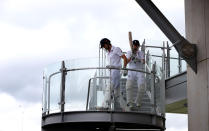 England captain Alastair Cook and Joe Root opening pair at start of day five of the Third Investec Ashes test match at Old Trafford Cricket Ground, Manchester.