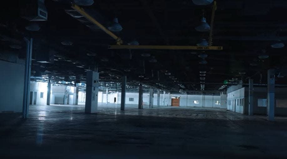 A vacant interior of GM's Kokomo plant is pictured in a YouTube video created by the United Auto Workers.