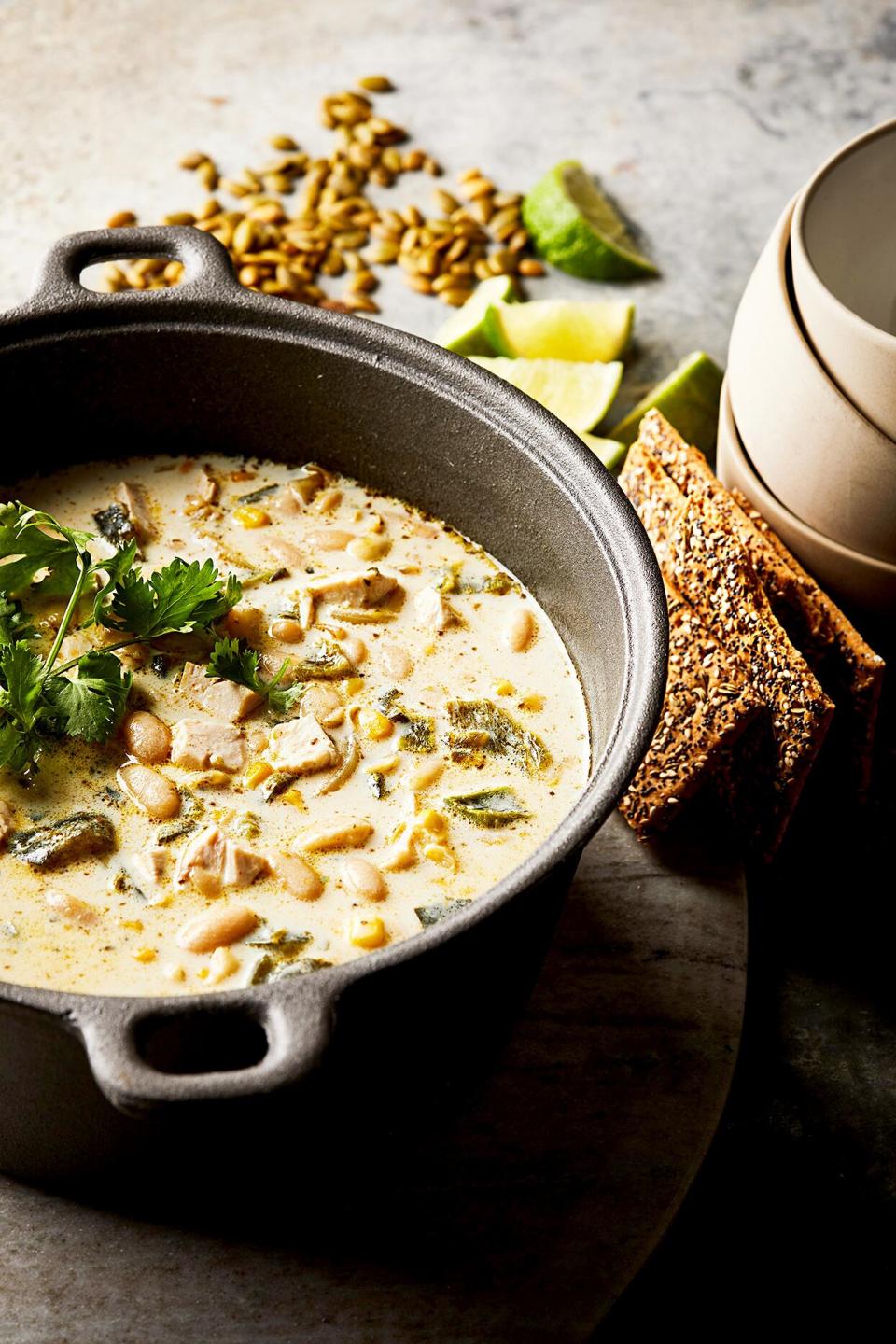 A creamy take on chili with chunks of tender chicken and white beans is the perfect way to warm up a cold night. Try our slow cooker or pressure cooker versions to fit your time schedule.