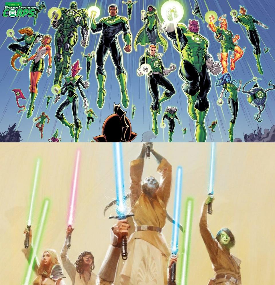 DC Comics' Green Lantern Corps, and the Jedi Order in the days of the High Republic in Star Wars.
