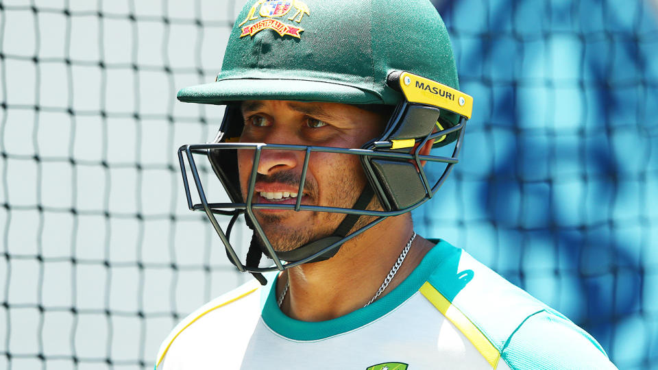 Usman Khawaja, pictured here during an Australian training session in Brisbane.