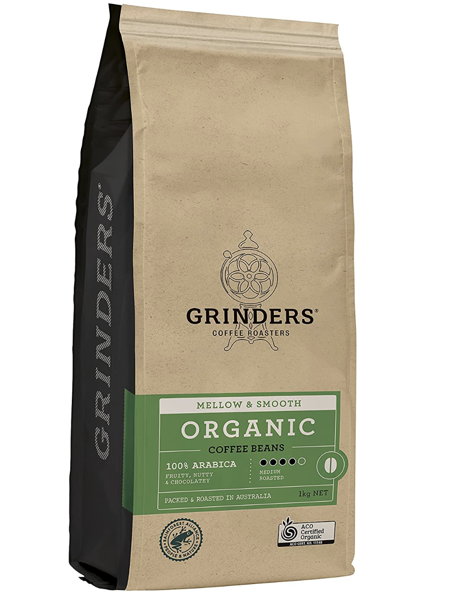 Grinders Organic coffee, $21 for 1kg.