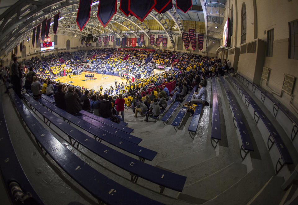 FILE - The Palestra, at the University of Pennsylvania, is shown during the second half of an NCAA basketball game between Villanova and La Salle, Tuesday, Dec. 6, 2016, in Philadelphia. (AP Photo/Chris Szagola, File)