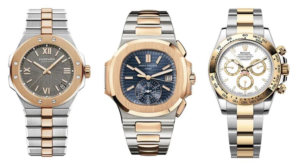 Chopard, Patek Philippe, and Rolex Two-Tone Watches