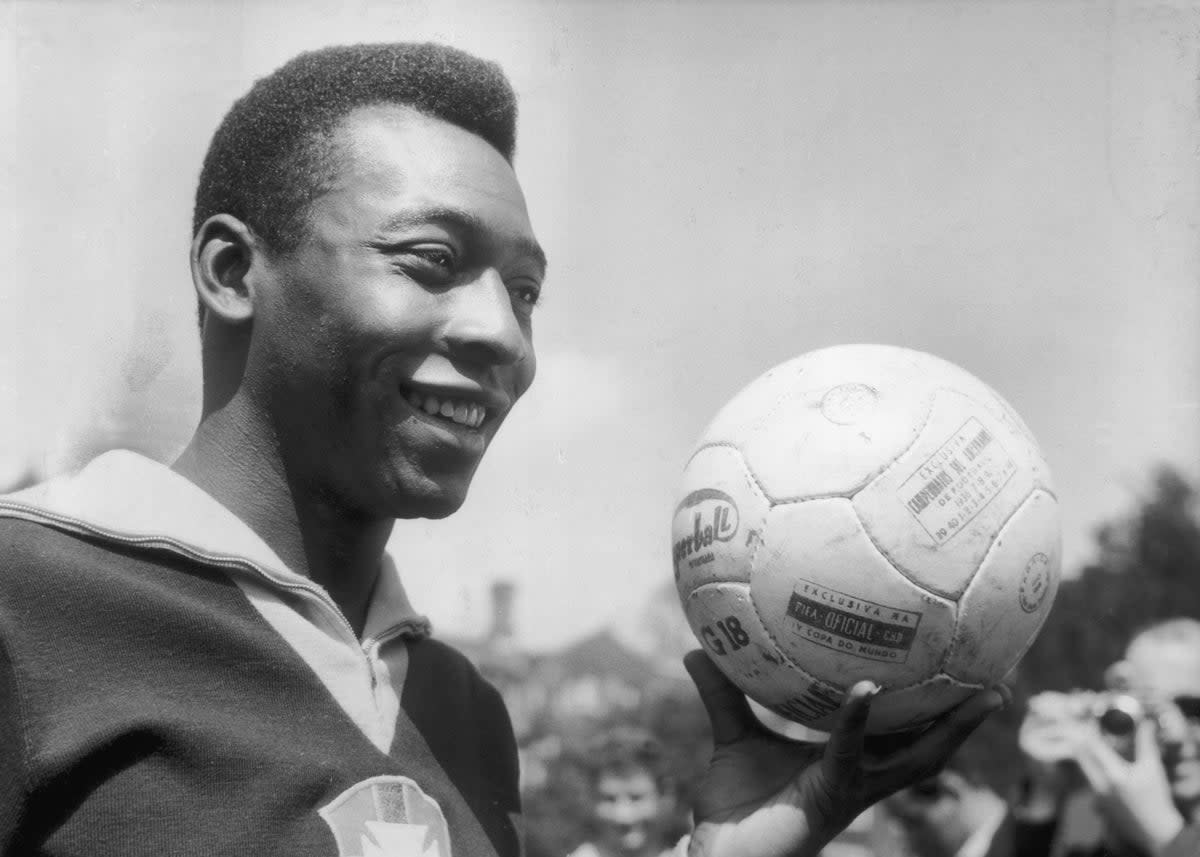 The forward in training for Brazil’s match with England in 1963  (Getty)