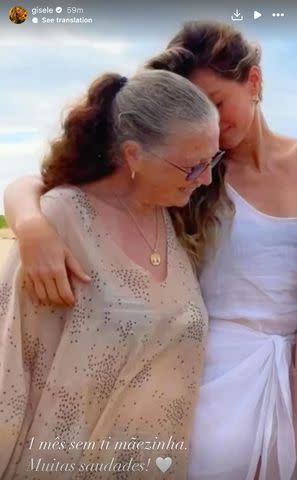 <p>Gisele Bundchen/ Instagram</p> Gisele Bündchen shares a sweet photo of her and late mom Vânia Nonnenmacher