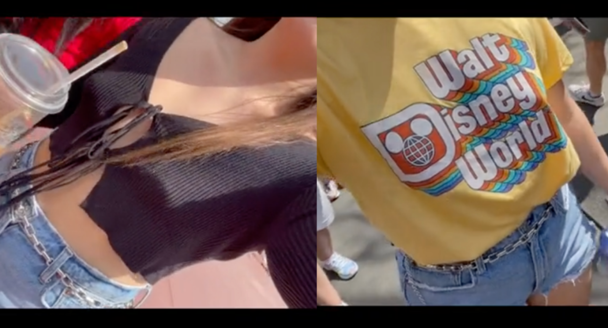 Tori Cannella says she was dress coded during a recent trip to Disney World. (Images via TikTok/Toragrams)