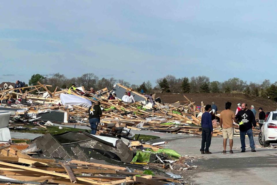 <p>AP Photo/Nick Ingram</p> Aftermath of the tornado that struck Elkhorn, Nebraska on Friday, April 26