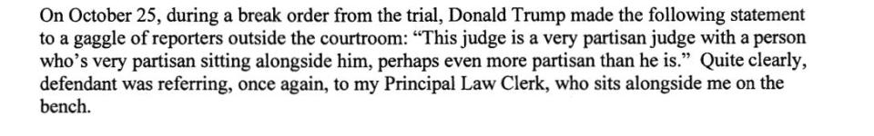 The third paragraph of Justice Arthur Engoron's order fining Donald Trump $10,000.