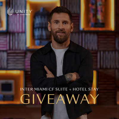 Los miembros de Unity™ by Hard Rock pueden participar para ganar un viaje para cuatro personas en el sur de la Florida, que incluye tickets para ver a Leo Messi jugar con el Inter Miami CF, camisetas firmadas y una estancia en The Guitar Hotel en Seminole Hard Rock Hotel & Casino Hollywood