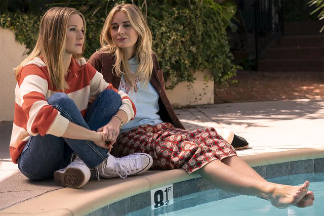 <p>Hopper Stone/Netflix</p> (L) Kristen Bell and Justine Lupe in 'Nobody Wants This'