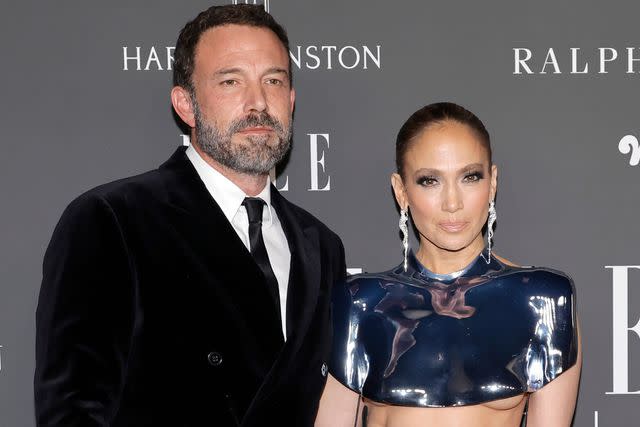 <p>Kevin Winter/Getty</p> Ben Affleck and Jennifer Lopez attend ELLE's Women In Hollywood Celebration at Nya Studios on December 05, 2023 in Los Angeles, California.