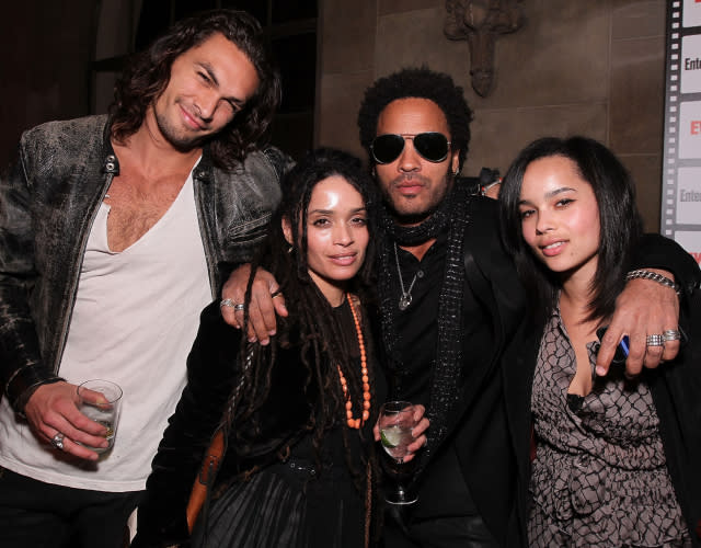 LOS ANGELES, CA – FEBRUARY 25: Jason Momoa, Lisa Bonet, Lenny Kravitz and Zoe Kravitz at Entertainment Weekly’s Party to Celebrate the Best Director Oscar Nominees held at Chateau Marmont on February 25, 2010 in Los Angeles, California. <em>Photo by Alexandra Wyman/WireImage.</em>