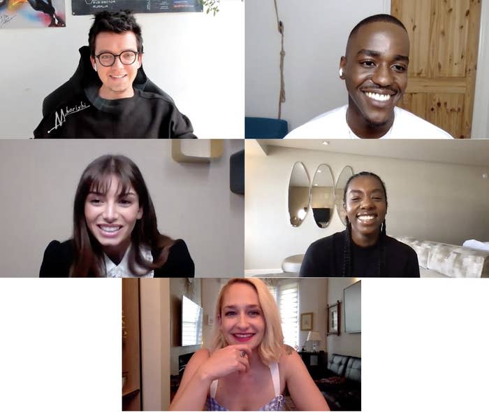 Screenshots of the smiling castmates