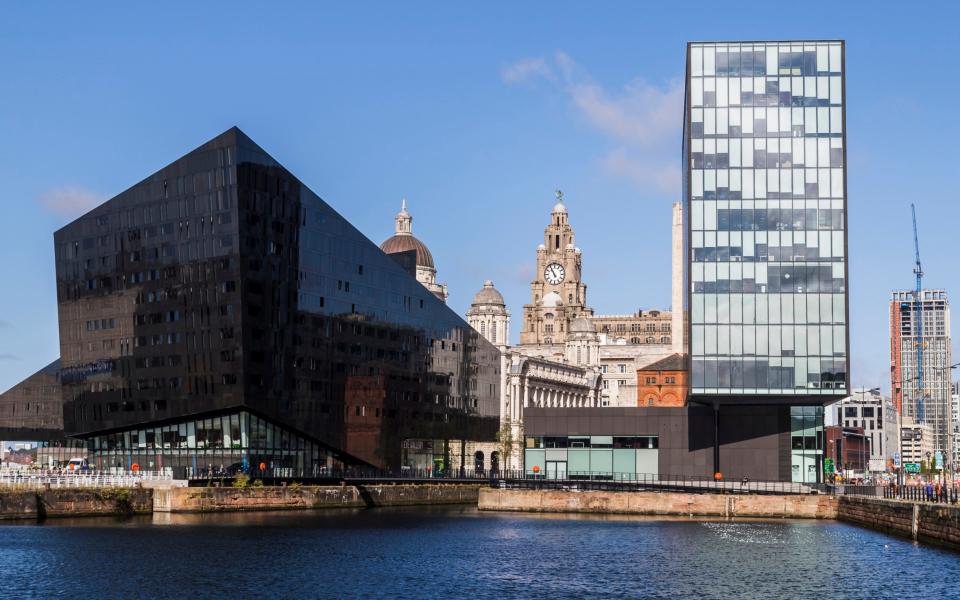 Mann Island with a glimpse of the Port of Liverpool and Royal Liver buildings beyond - John Wells/Getty Images