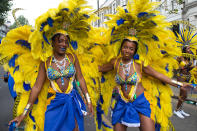 <p>Performers take part in the Notting Hill Carnival on August 29, 2016 in London, England. (Photo by Ben A. Pruchnie/Getty Images) </p>