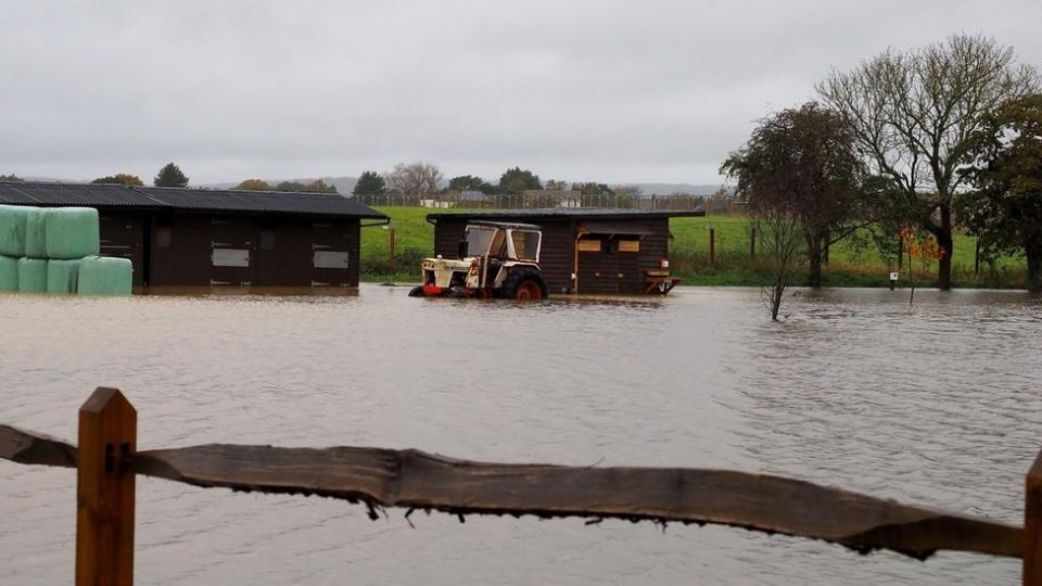 Flooded fields in Barnham, West Sussex.