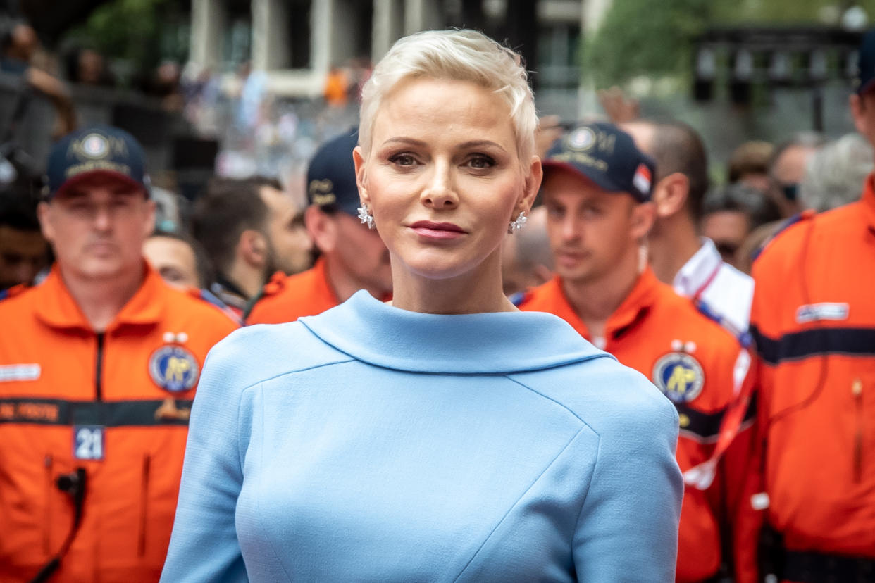 MONTE-CARLO, MONACO - MAY 29: Princess Charlene of Monaco seen during the F1 Grand Prix of Monaco 2022 at the Circuit de Monaco on May 29, 2022 in Monte-Carlo, Monaco. (Photo by Cristiano Barni ATPImages/Getty Images)