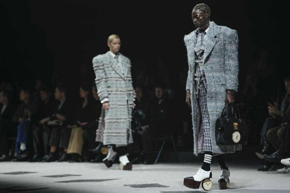 The Thom Browne collection is modeled during Fashion Week, Tuesday, Feb. 14, 2023, in New York. (AP Photo/Mary Altaffer)