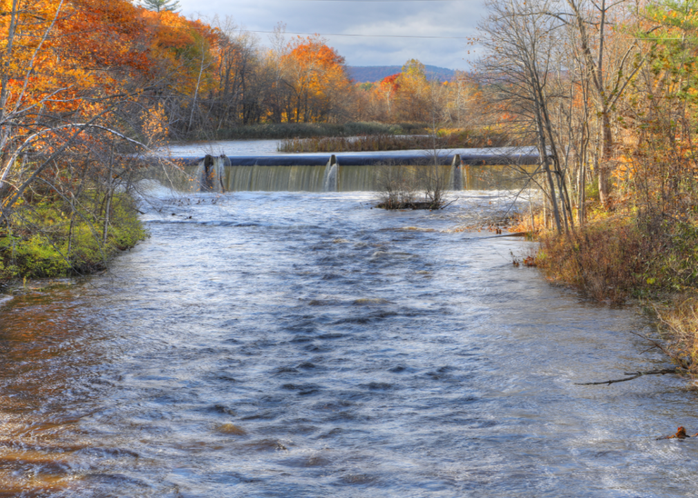 Mill dam in autumn.