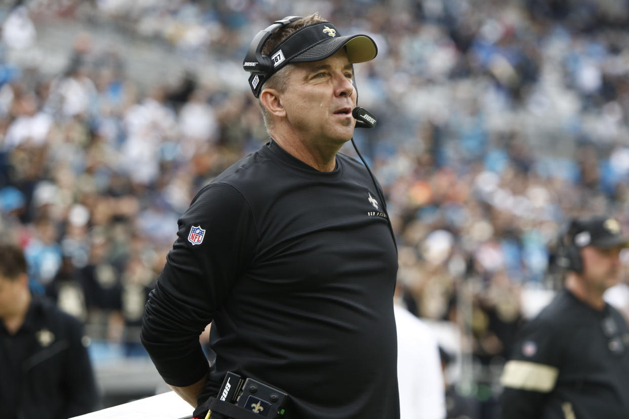 Sean Payton advocated for flattening the curve as New Orleans is inundated with COVID-19 cases. (AP Photo/Brian Blanco)