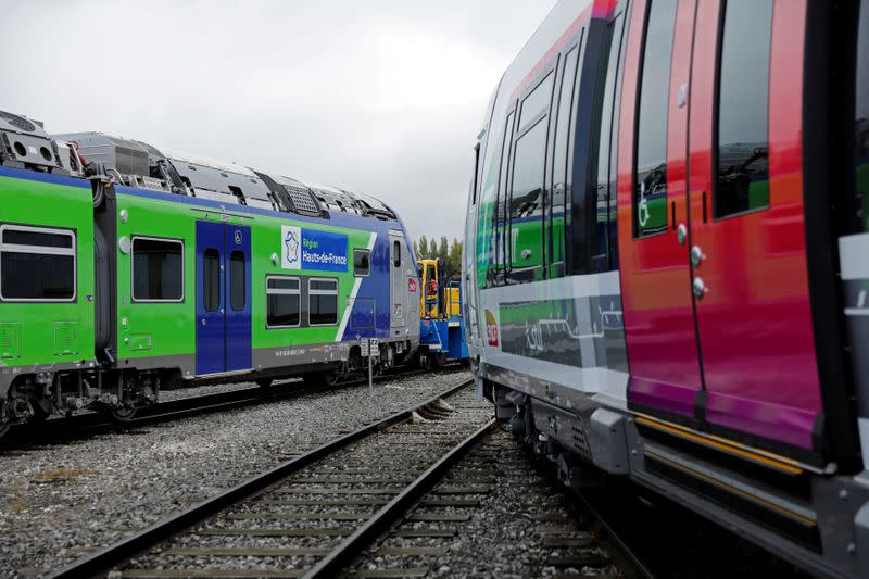 FILE PHOTO: The 100th Bombardier Regio 2N electric double-deck train, the tenth for the Hauts-de-France region, is pictured at the Bombardier plant in Crespin