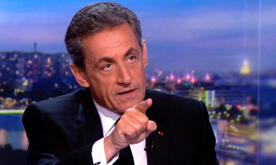 Nicolas Sarkozy speaking during an interview on France’s TF1 news