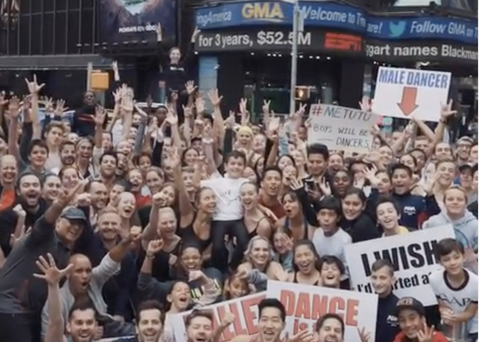 300 dancers took a ballet class outside of the Good Morning America studio after Lara Spencer made fun of Prince George for taking dance class. (Photo: Instagram)