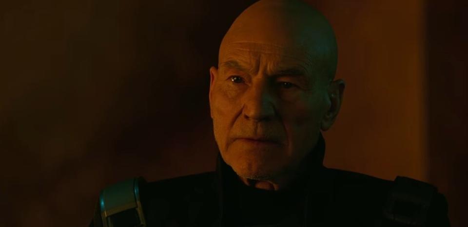 An elderly Professor X sitting in a monastery in "X-Men: Days of Future Past"