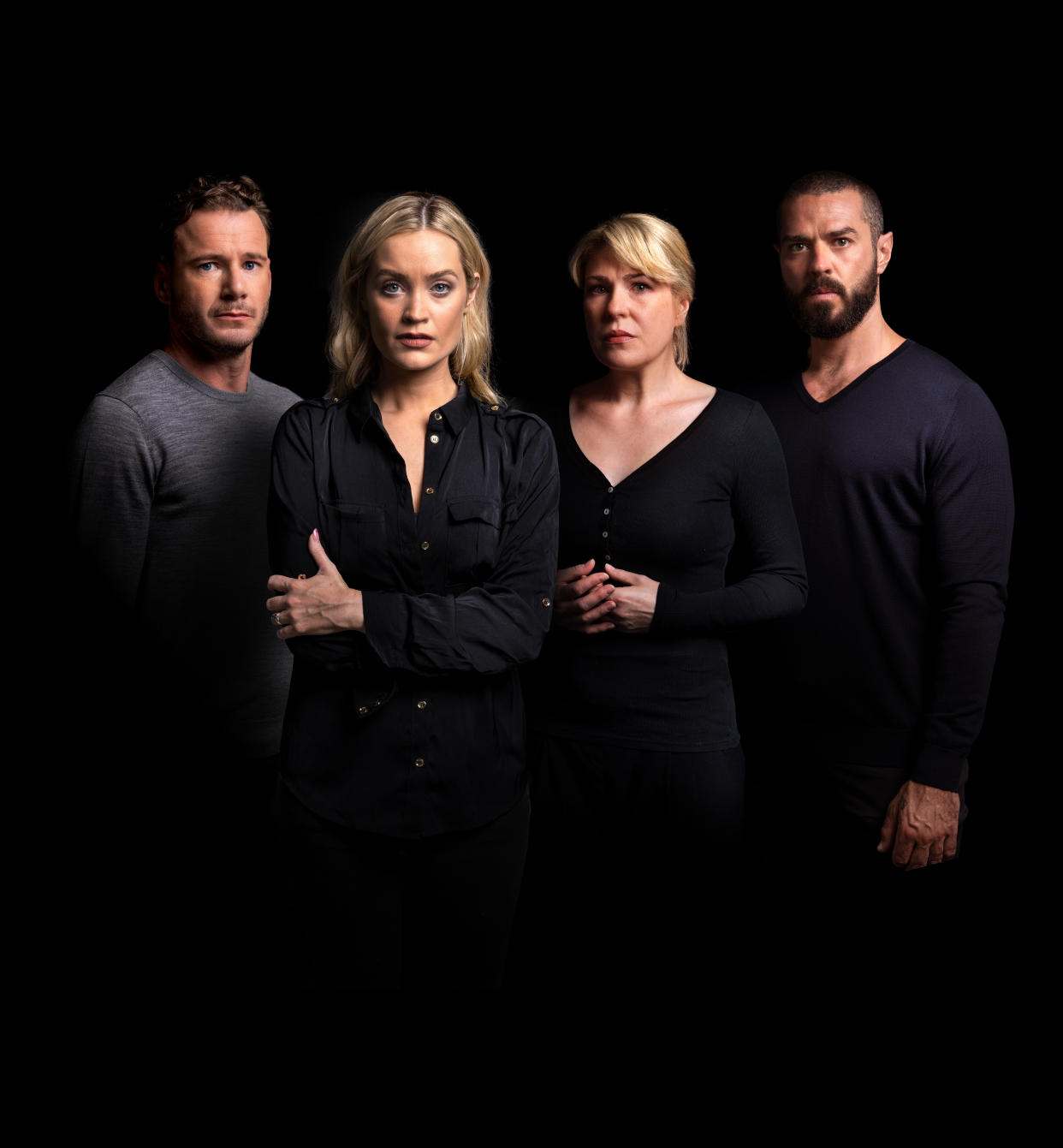 Felix Scott, Laura Whitmore, Tamsin Carroll and Matt Willis in a promo shot for 2:22 - A Ghost Story. (Runaway Entertainment)