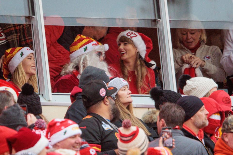 Taylor Swift on December 25, 2023, at Arrowhead Stadium in Kansas City, Missouri