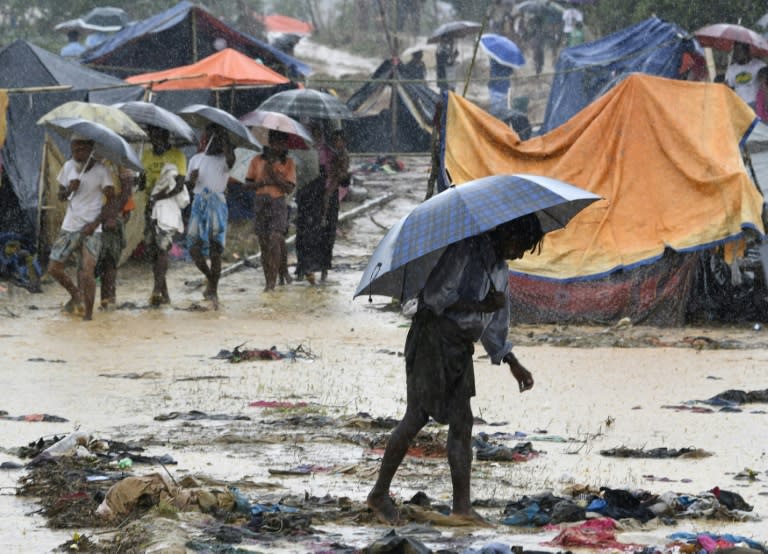 Monsoon downpours have added to the misery of the hundreds of thousands of Rohingya refugees living in Bangladesh camps after fleeing violence in Myanmar