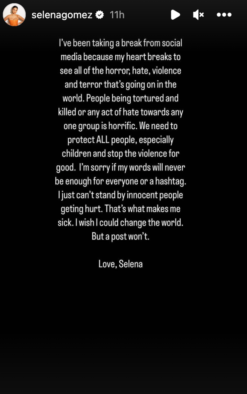 Selena Gomez announces social media break (selenagomez / Instagram)