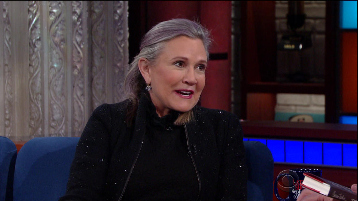 Carrie Fisher in her last TV interview on The Late Show (credit: CBS/WENN)