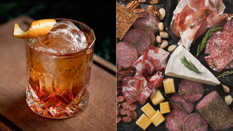 old fashioned and charcuterie board