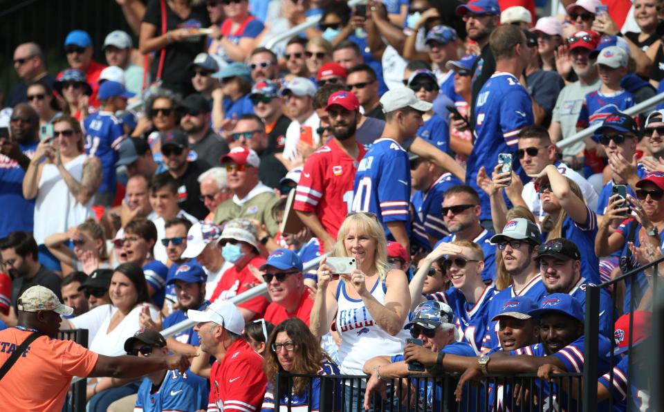 Bills Mafia packed the stands on the opening day of the Buffalo Bills training camp at St. John Fisher University in Rochester on July 24, 2022.