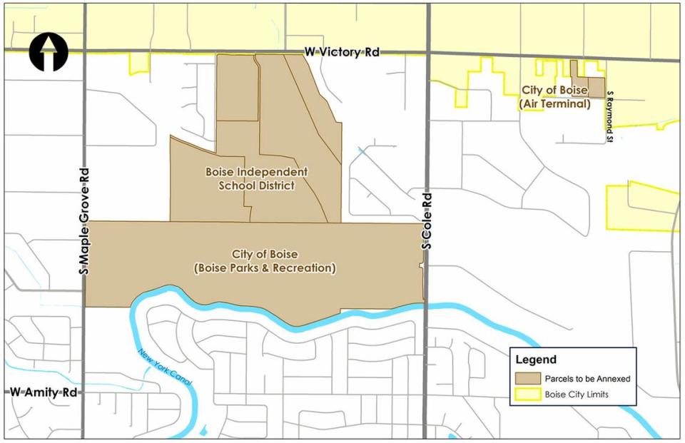 The annexation would include the 160 acres of Murgoitio land, the bordering Boise School District land and a small piece of airport property that lies outside city limits.