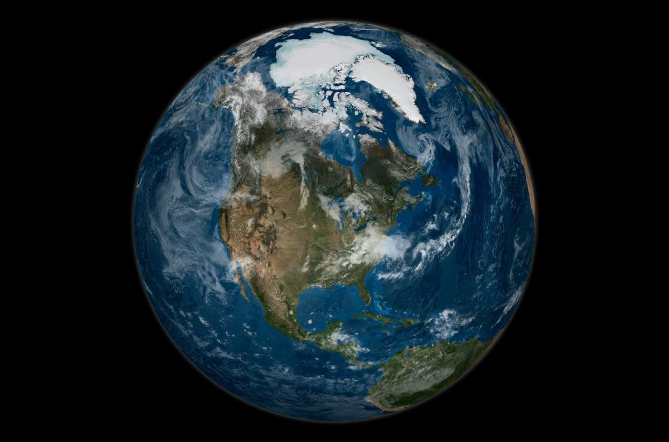 This image shows a view of the Earth on September 21, 2005 with the full Arctic region visible.