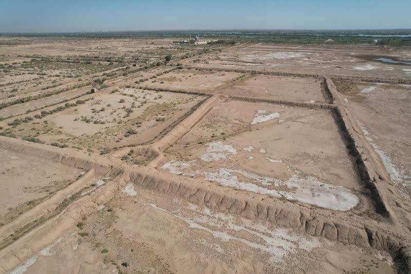 A view shows the fish pond dried up which was abandoned due to water pollution and shortages in Basra