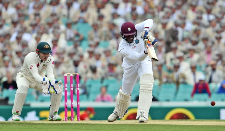 Carlos Brathwaite smote two sixes off one James Pattinson over on his way to a dynamic 69 for West Indies