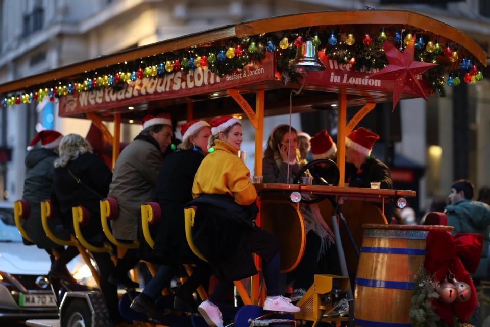 26 November 2022: A bike tour rides along Regent Street in London (Getty)