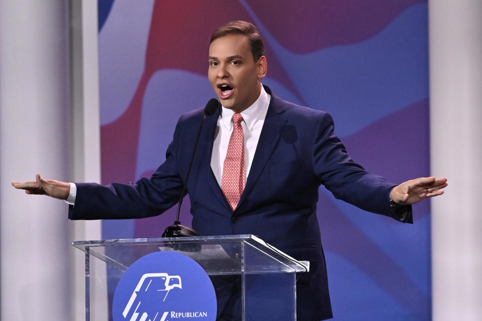 New York Congressman-elect George Santos speaks during the Republican Jewish Coalition (RJC) Annual Leadership Meeting in Las Vegas on Nov. 19, 2022. / Credit: David Becker for the Washington Post/Getty Images