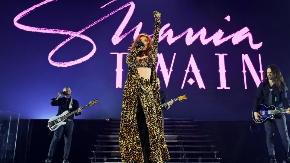 Shania Twain performing; Country Songs about women