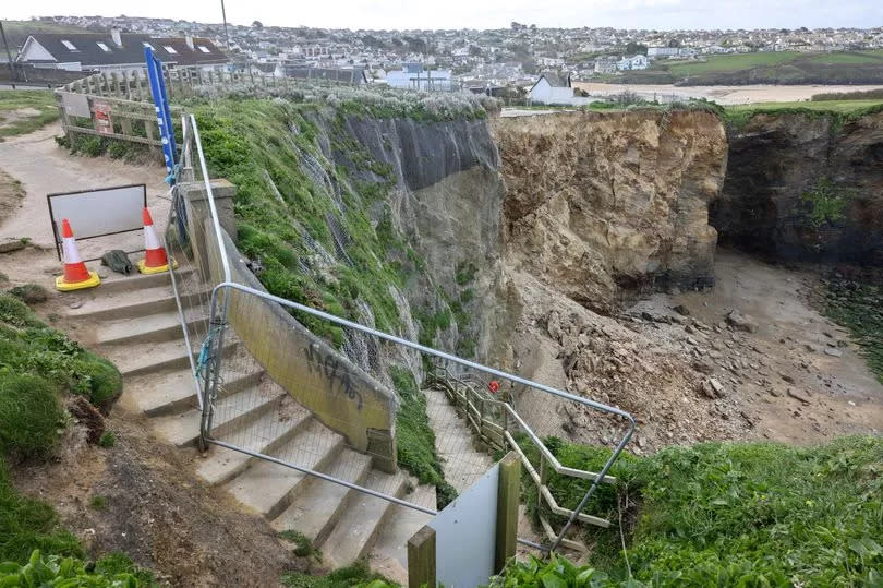The scene at Whipsiderry beach following a third cliff collapse which happened in April at the site of a planned development of luxury flats.
