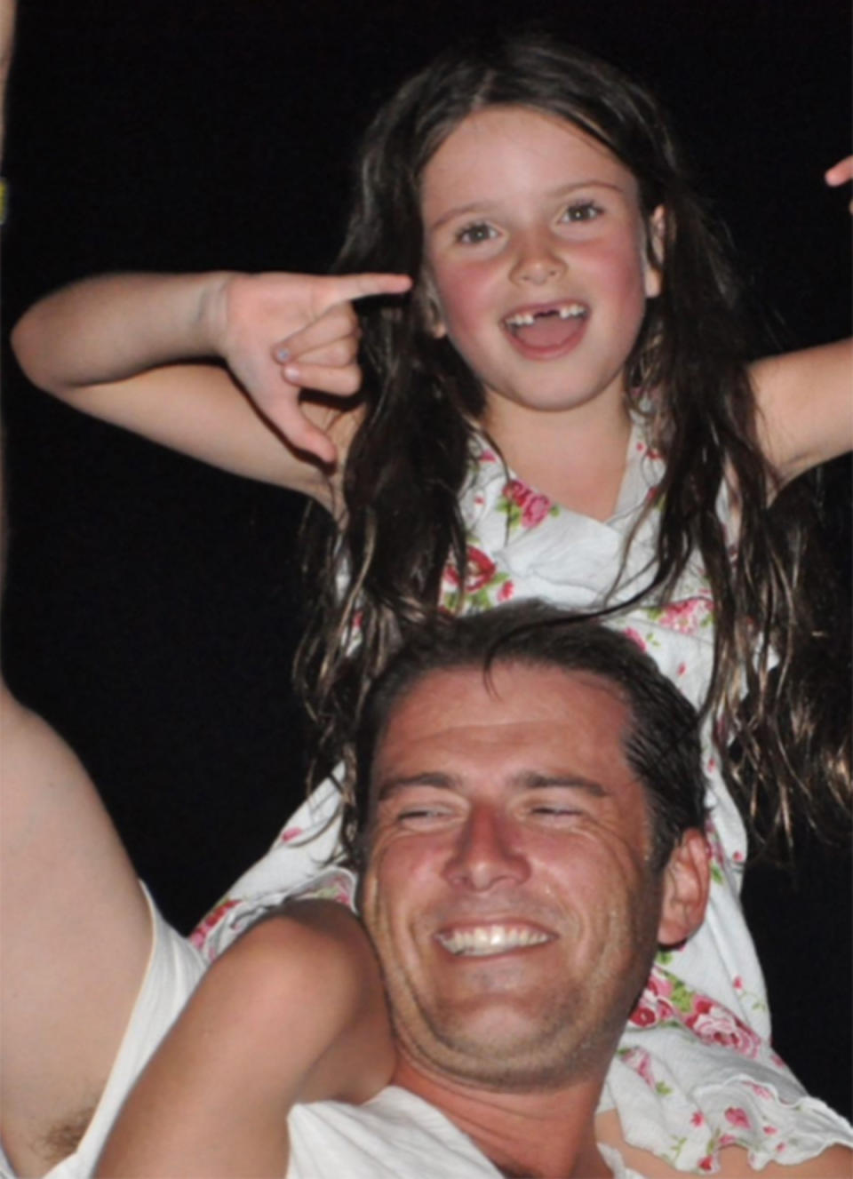 Karl Stefanovic and Willow Stefanovic on his shoulders