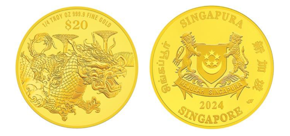 Gold Dragon coins with a face value of $20, illustrating a story of almanac coins launched by MAS.